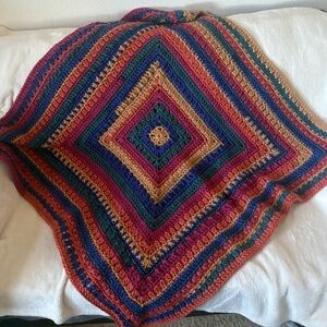 Tropical Color Crochet Blanket throw